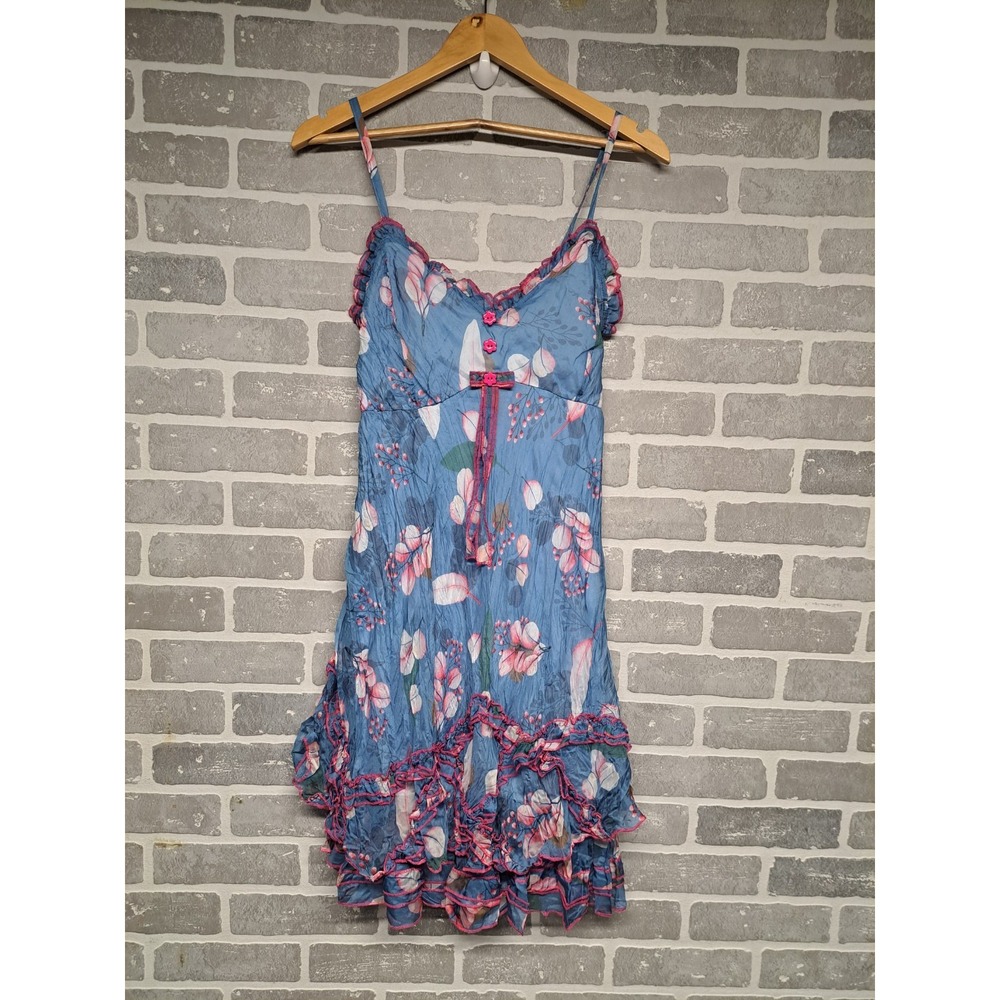 SENSATIONS Womens Floral Strapply Ruffle Mini Dress‎ Size S/M NWT